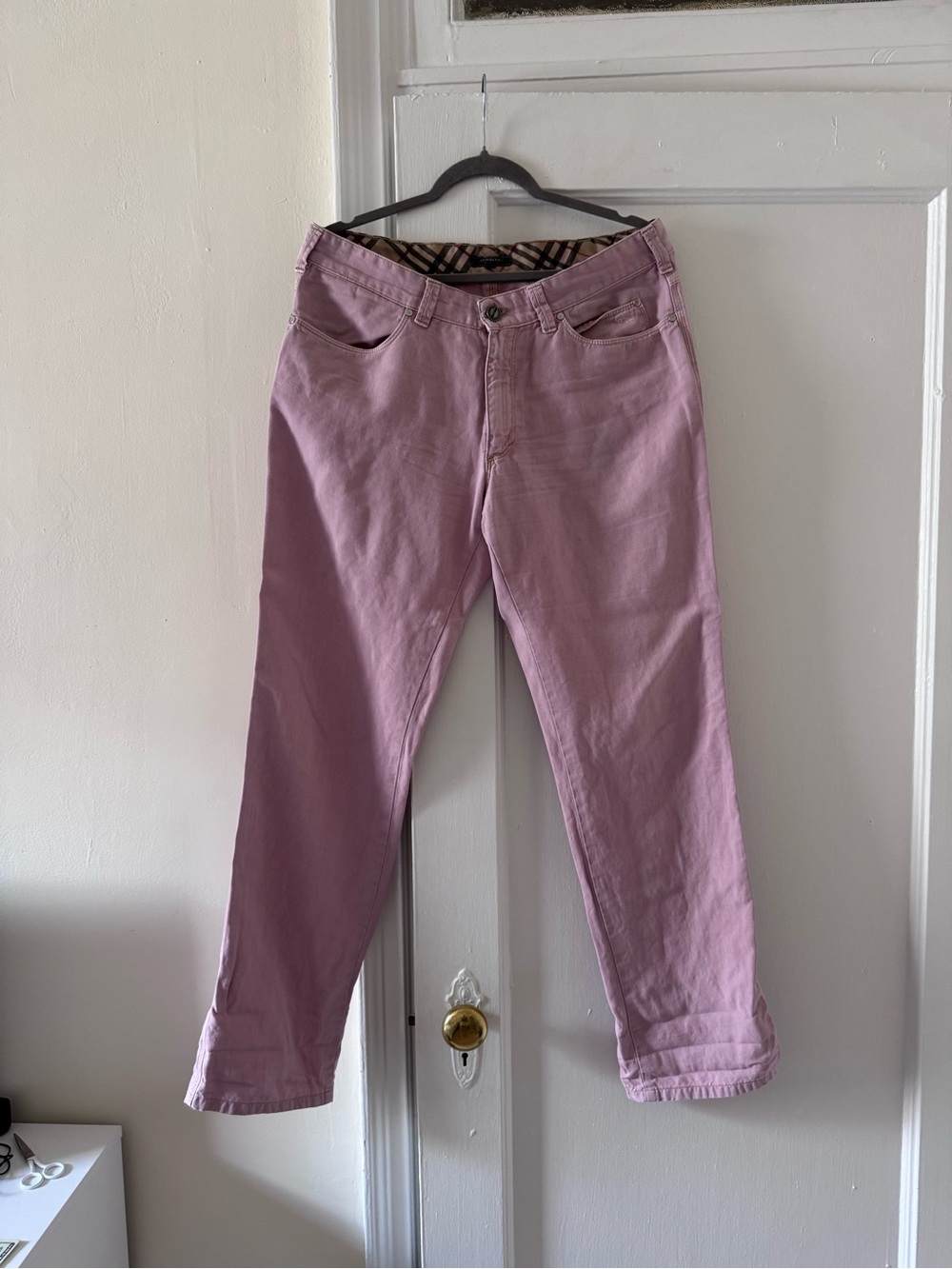 Vintage Burberry Women’s Pink Cotton/Linen Jeans